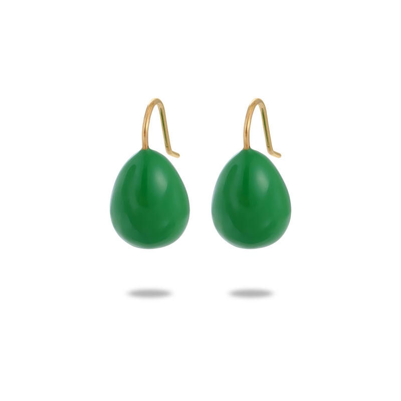 Fülbevalók – csepp alakú, rozsdamentes acél, elektroplatírozott bevonat, füllyuk 925 ezüst, mindennapi viselet