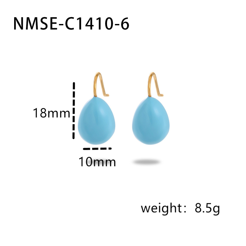 Fülbevalók – csepp alakú, rozsdamentes acél, elektroplatírozott bevonat, füllyuk 925 ezüst, mindennapi viselet
