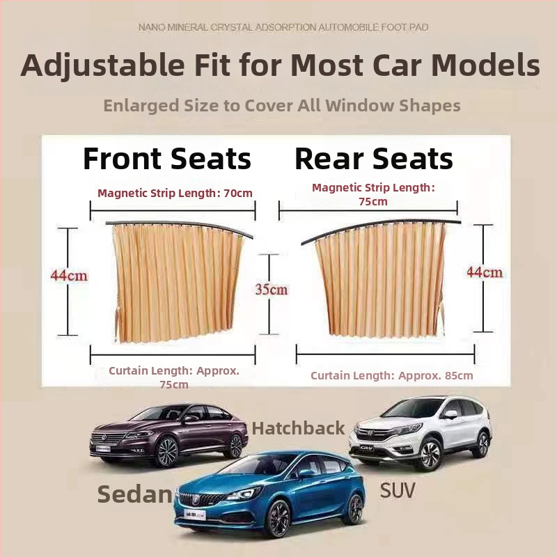 Auto okná slnečná záves, nylonová sieť, hrubý nepriehľadný typ, dráhový systém, magnetický, automatické rozťahovanie