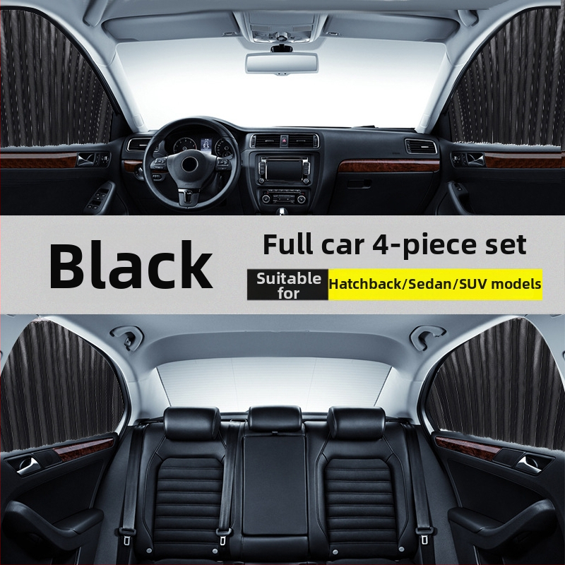 Auto okná slnečná záves, nylonová sieť, hrubý nepriehľadný typ, dráhový systém, magnetický, automatické rozťahovanie