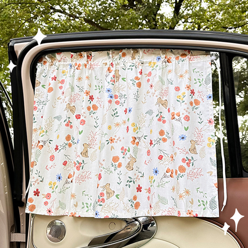 Auto slnečné závesy z bavlny, čiastočne priesvitné, zavesené, univerzálna kompatibilita, Blue Rain