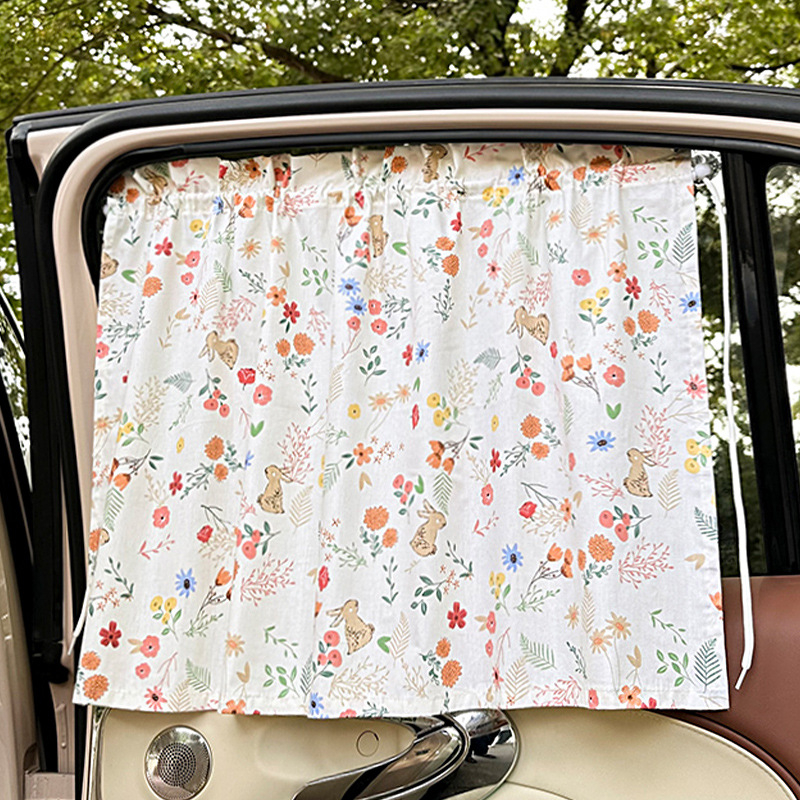 Auto slnečné závesy z bavlny, čiastočne priesvitné, zavesené, univerzálna kompatibilita, Blue Rain