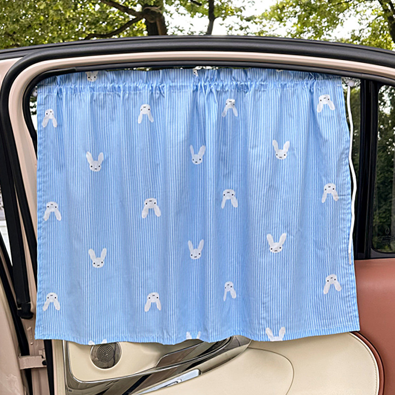 Auto slnečné závesy z bavlny, čiastočne priesvitné, zavesené, univerzálna kompatibilita, Blue Rain