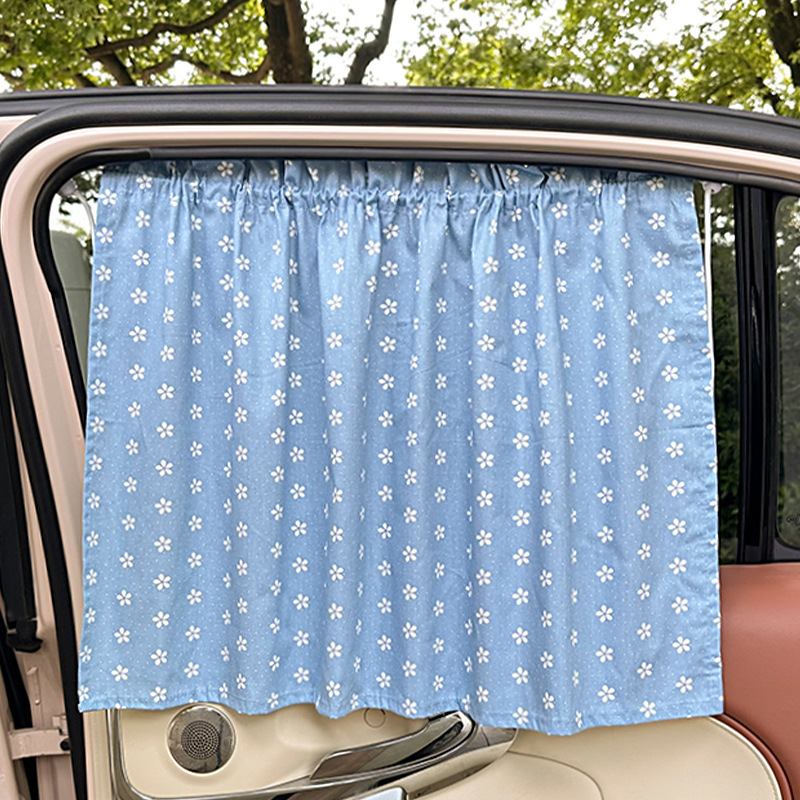 Auto slnečné závesy z bavlny, čiastočne priesvitné, zavesené, univerzálna kompatibilita, Blue Rain