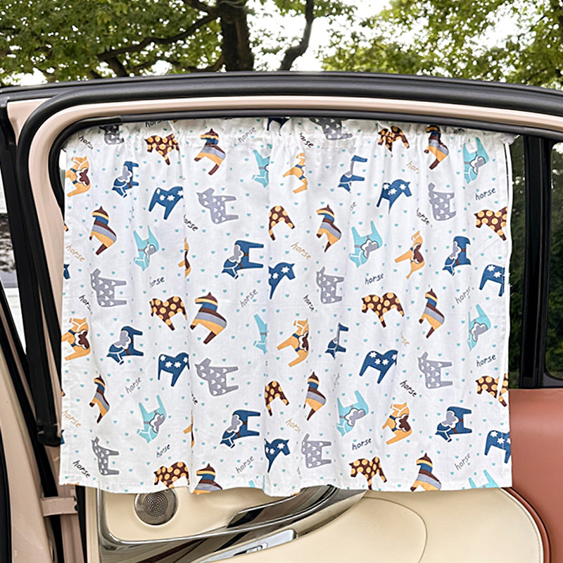 Auto slnečné závesy z bavlny, čiastočne priesvitné, zavesené, univerzálna kompatibilita, Blue Rain