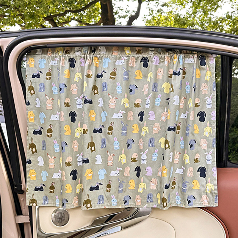 Auto slnečné závesy z bavlny, čiastočne priesvitné, zavesené, univerzálna kompatibilita, Blue Rain