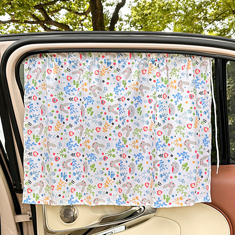 Auto slnečné závesy z bavlny, čiastočne priesvitné, zavesené, univerzálna kompatibilita, Blue Rain