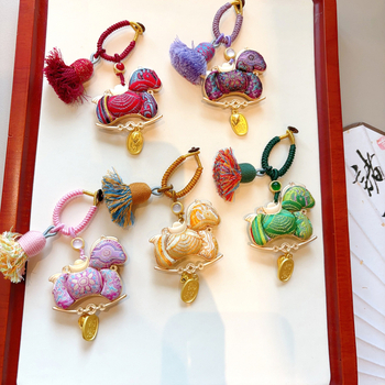 Póni medál autóhoz és táskákhoz, kézzel készített textil, kétoldalas, kínai stílus, irodalmi retro