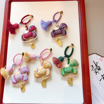 Póni medál autóhoz és táskákhoz, kézzel készített textil, kétoldalas, kínai stílus, irodalmi retro