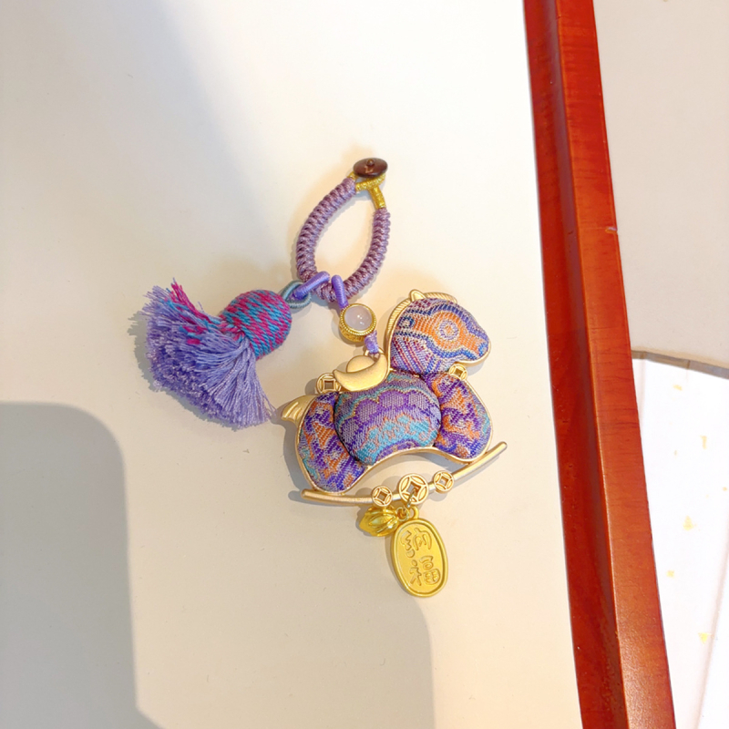 Póni medál autóhoz és táskákhoz, kézzel készített textil, kétoldalas, kínai stílus, irodalmi retro