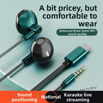 Káblové slúchadlá pre Huawei, Xiaomi a Android – in-ear, polovičné uchytenie, L-tvarovaný konektor, herné slúchadlá