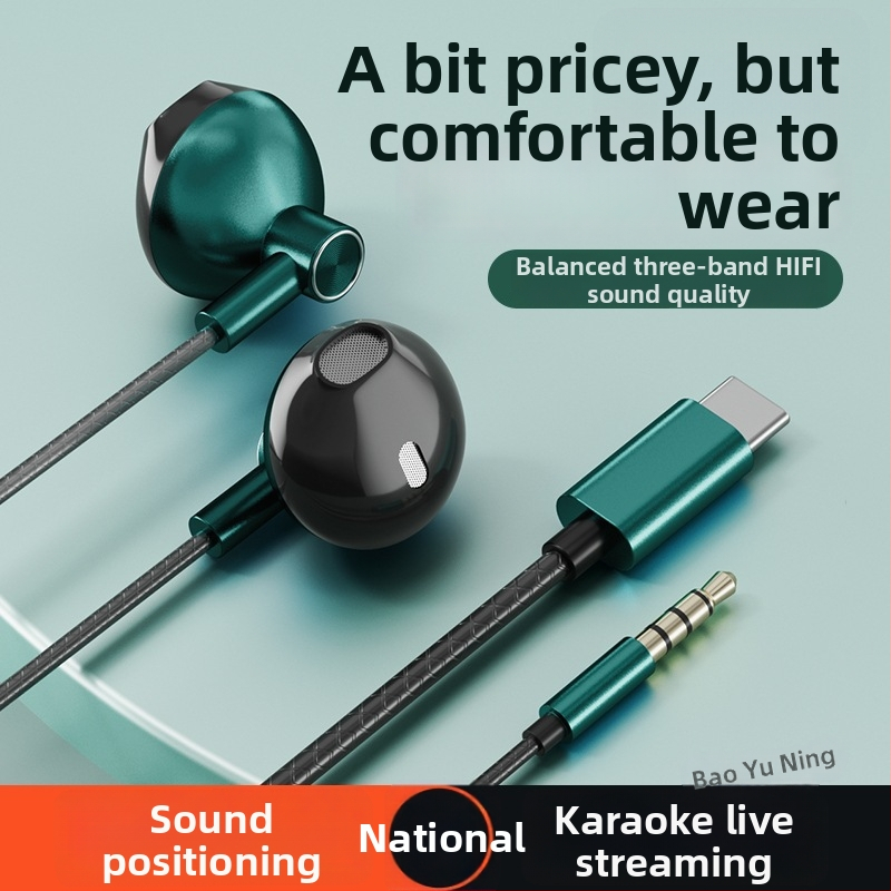 Káblové slúchadlá pre Huawei, Xiaomi a Android – in-ear, polovičné uchytenie, L-tvarovaný konektor, herné slúchadlá