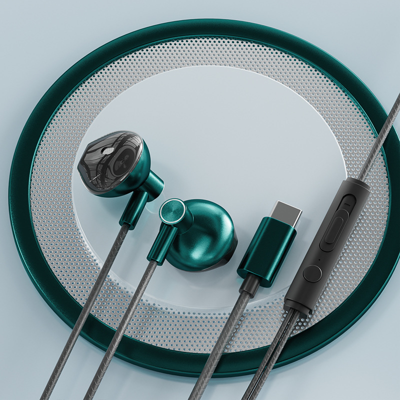 Káblové slúchadlá pre Huawei, Xiaomi a Android – in-ear, polovičné uchytenie, L-tvarovaný konektor, herné slúchadlá