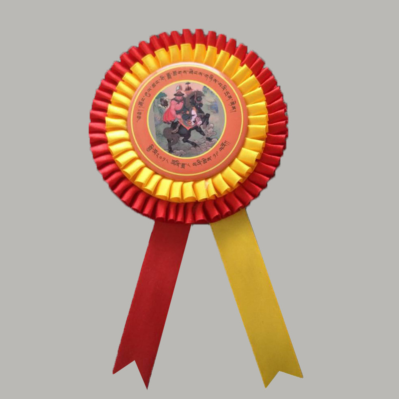 Szalagkoszorú jelvény, tinplate anyagból, kézzel készített, esküvőre, üzleti ajándék