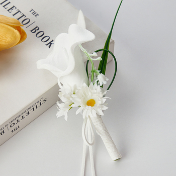 Férfi gallérvirág selyem virágból – Calla liliom, félig kézzel készített, alkalmas esküvőkre, táncra és ünnepekre