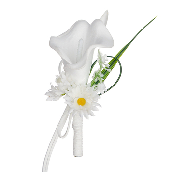 Férfi gallérvirág selyem virágból – Calla liliom, félig kézzel készített, alkalmas esküvőkre, táncra és ünnepekre