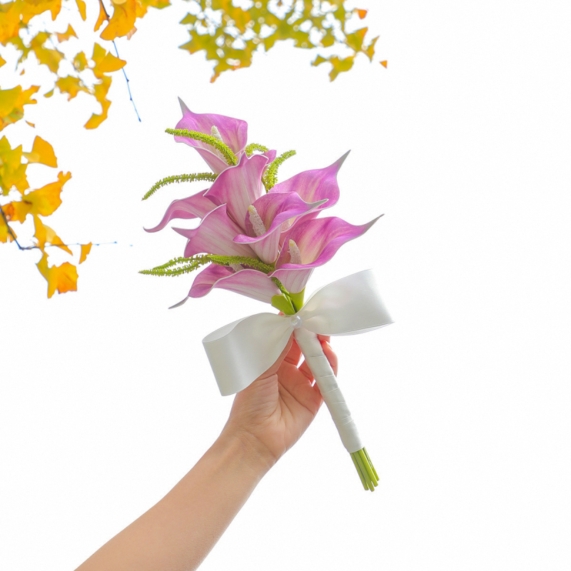 Férfi gallérvirág selyem virágból – Calla liliom, félig kézzel készített, alkalmas esküvőkre, táncra és ünnepekre