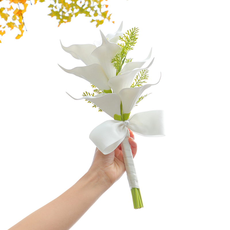 Férfi gallérvirág selyem virágból – Calla liliom, félig kézzel készített, alkalmas esküvőkre, táncra és ünnepekre