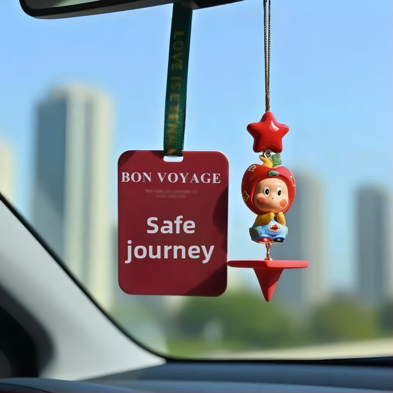 Ozdobný príves na spätné zrkadlo pre auto — Cartoon Star Man Paper Plane séria, PVC materiál, prispôsobiteľný, vnútorná dekorácia