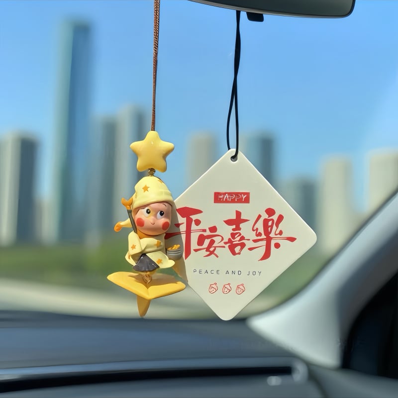 Автомобилен талисман за огледало за обратно виждане — серия Star Man Paper Plane, PVC материал, персонализиран, вътрешна декорация, автомобилски аксесуар