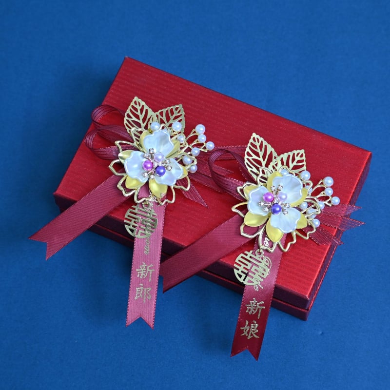 Kínai esküvői corsage az egész család számára – kiváló minőségű broš menyasszonyért, a vőlegényért és a szülőkért; Anyag: 20213; Kézművesség: Egyéb; Stílus: Kínai stílus; Használat: 20213; Specifikáció: Egyéb