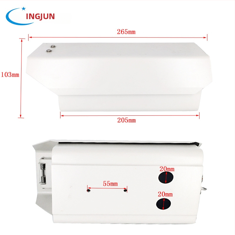 F08 alumīnija sakausējuma kubveida kameras korpuss reģistrācijas numuru atpazīšanai, ārējā sienas uzstādīšana, lietus un putekļu izturīgs vāciņš