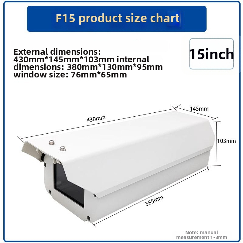 F08 alumīnija sakausējuma kubveida kameras korpuss reģistrācijas numuru atpazīšanai, ārējā sienas uzstādīšana, lietus un putekļu izturīgs vāciņš