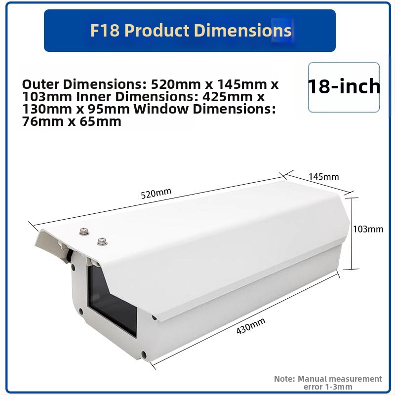 F08 alumīnija sakausējuma kubveida kameras korpuss reģistrācijas numuru atpazīšanai, ārējā sienas uzstādīšana, lietus un putekļu izturīgs vāciņš