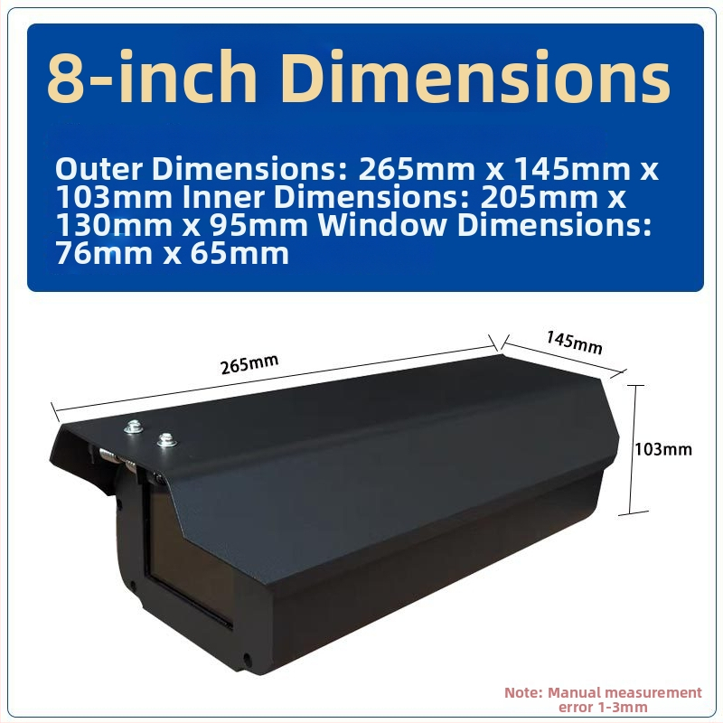 F08 alumīnija sakausējuma kubveida kameras korpuss reģistrācijas numuru atpazīšanai, ārējā sienas uzstādīšana, lietus un putekļu izturīgs vāciņš