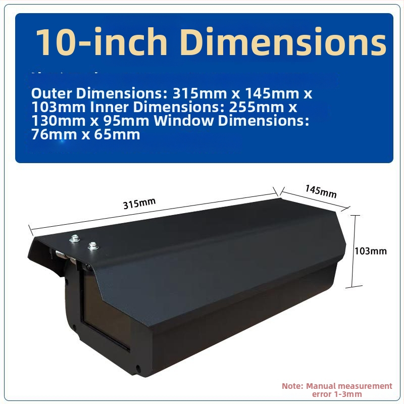 F08 alumīnija sakausējuma kubveida kameras korpuss reģistrācijas numuru atpazīšanai, ārējā sienas uzstādīšana, lietus un putekļu izturīgs vāciņš