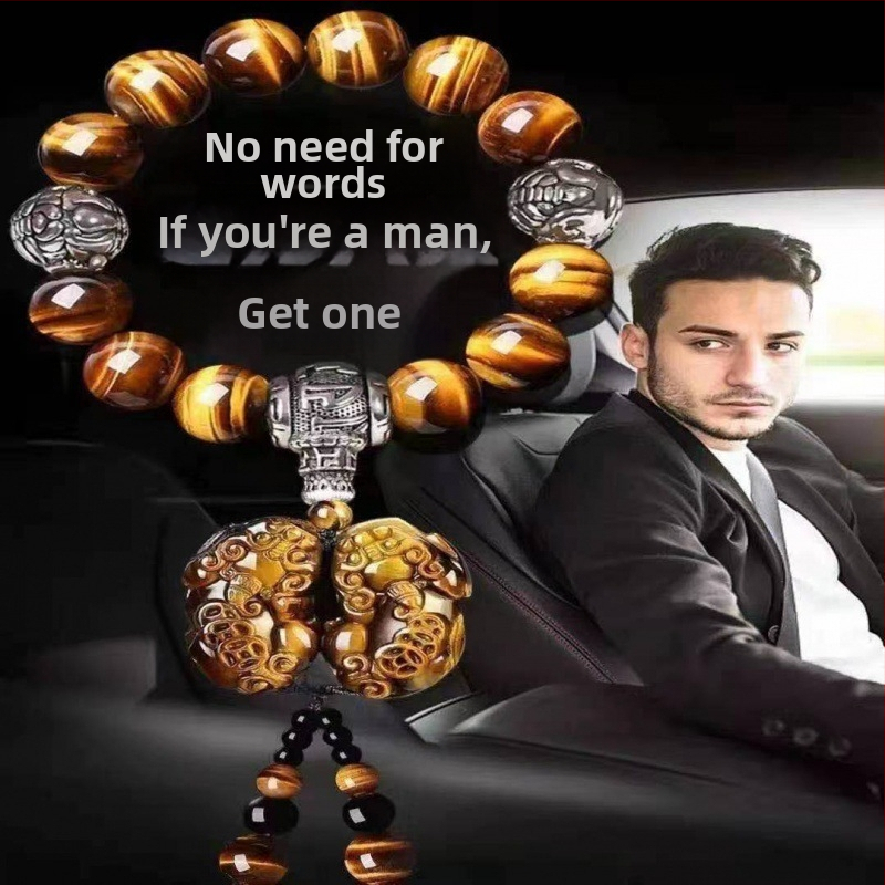 Auto perle za mjenjač s Buddha perlama, Tiger Eye kamen, premium unutarnja dekoracija, stil kineske tradicije