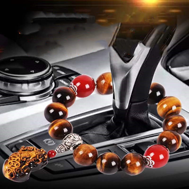 Auto perle za mjenjač s Buddha perlama, Tiger Eye kamen, premium unutarnja dekoracija, stil kineske tradicije
