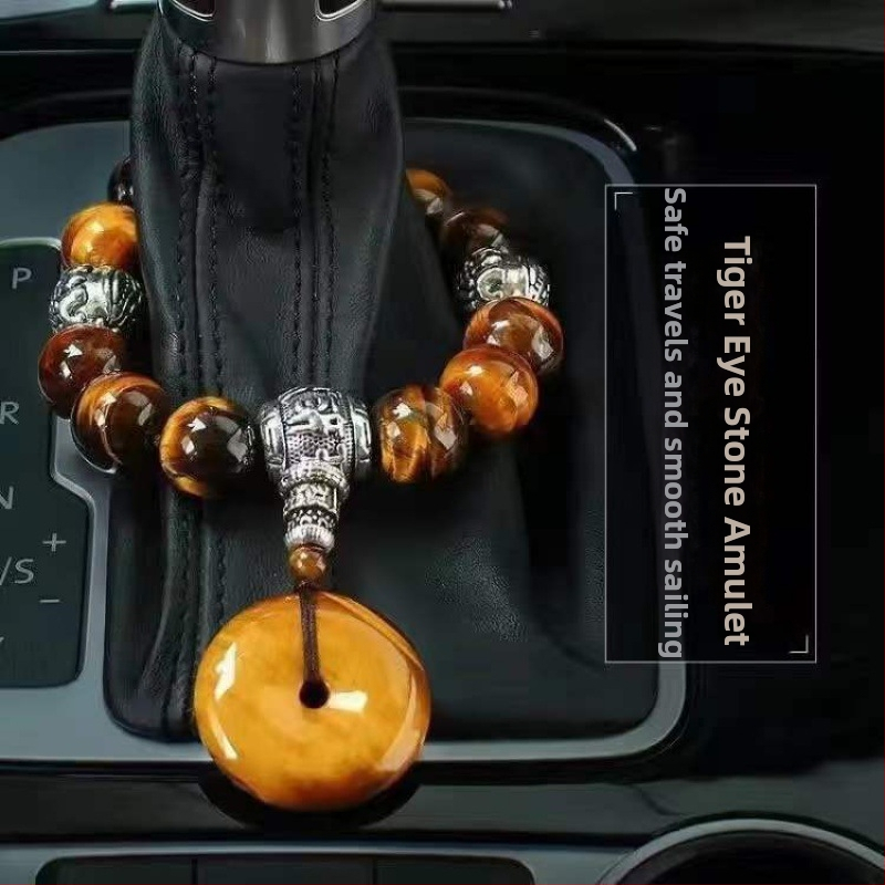 Auto perle za mjenjač s Buddha perlama, Tiger Eye kamen, premium unutarnja dekoracija, stil kineske tradicije