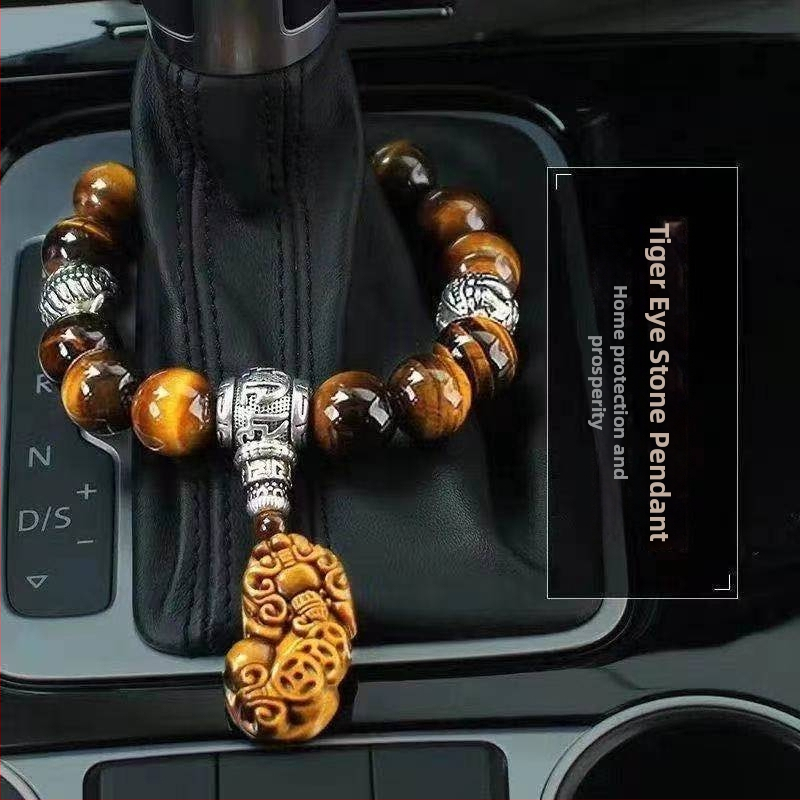 Auto perle za mjenjač s Buddha perlama, Tiger Eye kamen, premium unutarnja dekoracija, stil kineske tradicije