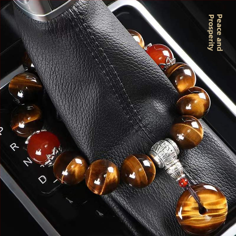 Auto perle za mjenjač s Buddha perlama, Tiger Eye kamen, premium unutarnja dekoracija, stil kineske tradicije
