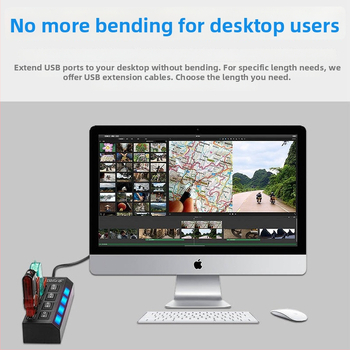 USB 2.0 hub so 4 portami, 45 cm kábel, napájanie cez USB (bez externého napájania)