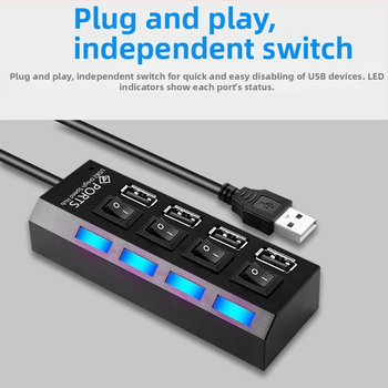 USB 2.0 hub so 4 portami, 45 cm kábel, napájanie cez USB (bez externého napájania)