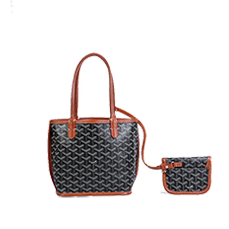 Prava koža, uzorak houndstooth, dvostruka mini torbica za rame, otvoreni gornji dio, za žene