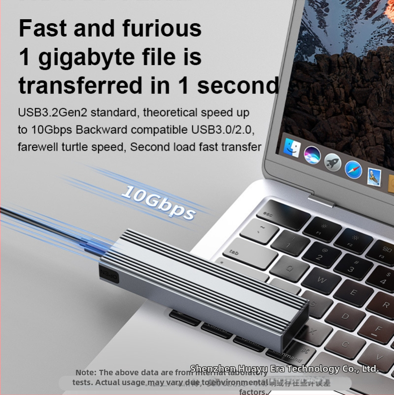 Externé puzdro pre M.2 NVMe/NGFF SSD s dvojitým protokolom USB-C 3, HY217, konštrukcia z magnézium-alumíniovej zliatiny, podpora až 4TB, prenosová rýchlosť 10 Gb/s