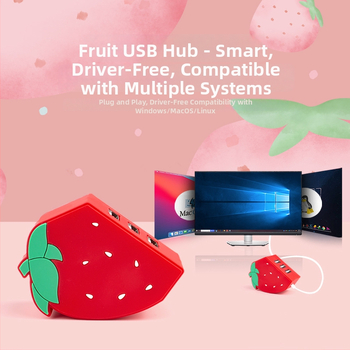 USB 2.0 USB hub pre notebook, 3-portový, 50 cm kábel, Fruit hub hub (bez vonkajšieho napájania)