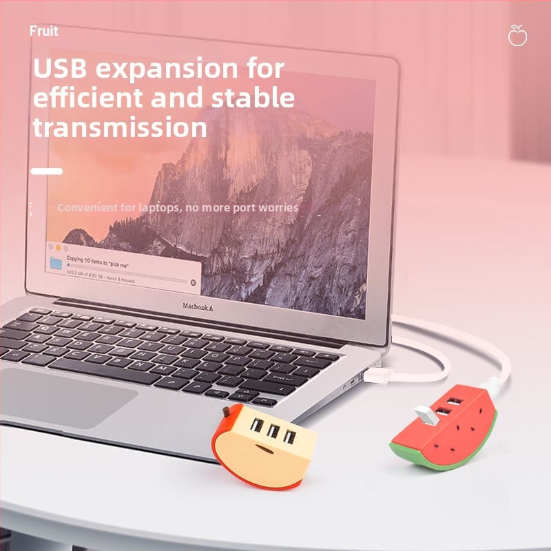 USB 2.0 USB hub pre notebook, 3-portový, 50 cm kábel, Fruit hub hub (bez vonkajšieho napájania)
