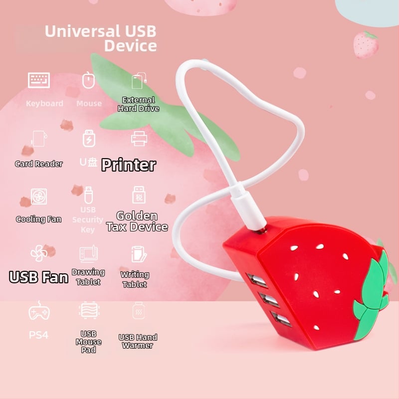USB 2.0 USB hub pre notebook, 3-portový, 50 cm kábel, Fruit hub hub (bez vonkajšieho napájania)