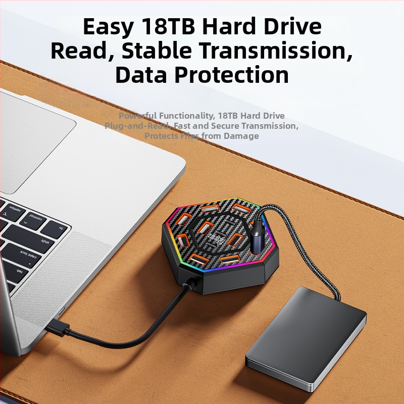 13-portni USB 2.0 hub s docking stanicom, 480 Mbps, kabel 0.6/1.2 m