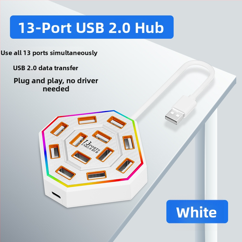 13-portni USB 2.0 hub s docking stanicom, 480 Mbps, kabel 0.6/1.2 m
