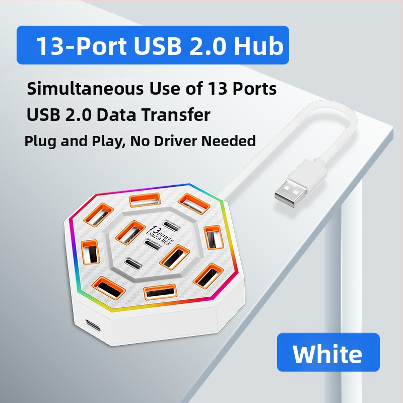 13-portni USB 2.0 hub s docking stanicom, 480 Mbps, kabel 0.6/1.2 m