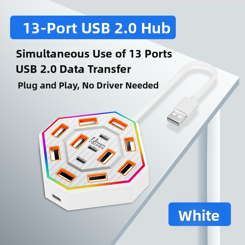 13-portni USB 2.0 hub s docking stanicom, 480 Mbps, kabel 0.6/1.2 m