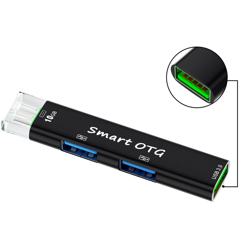 Jaya 319 USB-C hub s tromi portmi, 1 vstup, 3 výstupy, 10Gbps, bez externého napájania