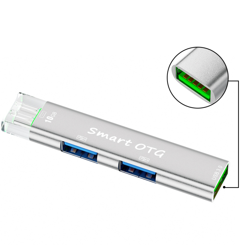 Jaya 319 USB-C hub s tromi portmi, 1 vstup, 3 výstupy, 10Gbps, bez externého napájania