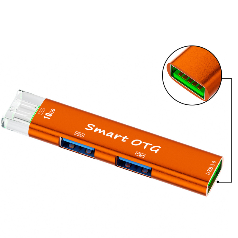 Jaya 319 USB-C hub s tromi portmi, 1 vstup, 3 výstupy, 10Gbps, bez externého napájania