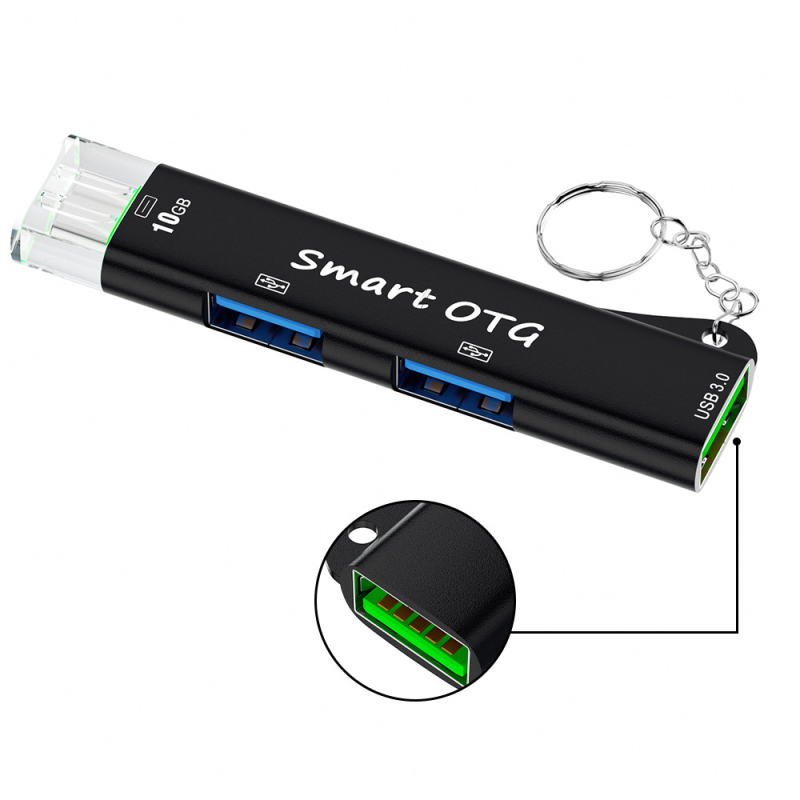 Jaya 319 USB-C hub s tromi portmi, 1 vstup, 3 výstupy, 10Gbps, bez externého napájania
